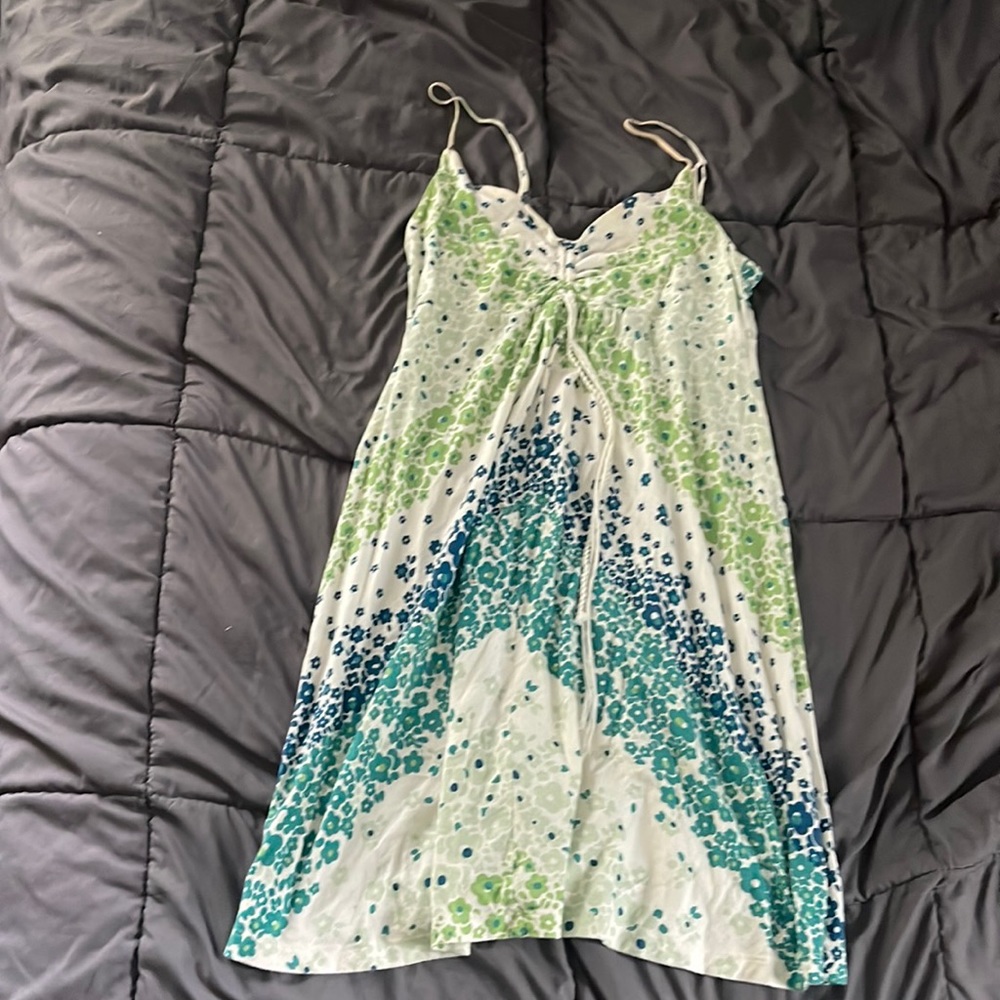 Large green print dress
